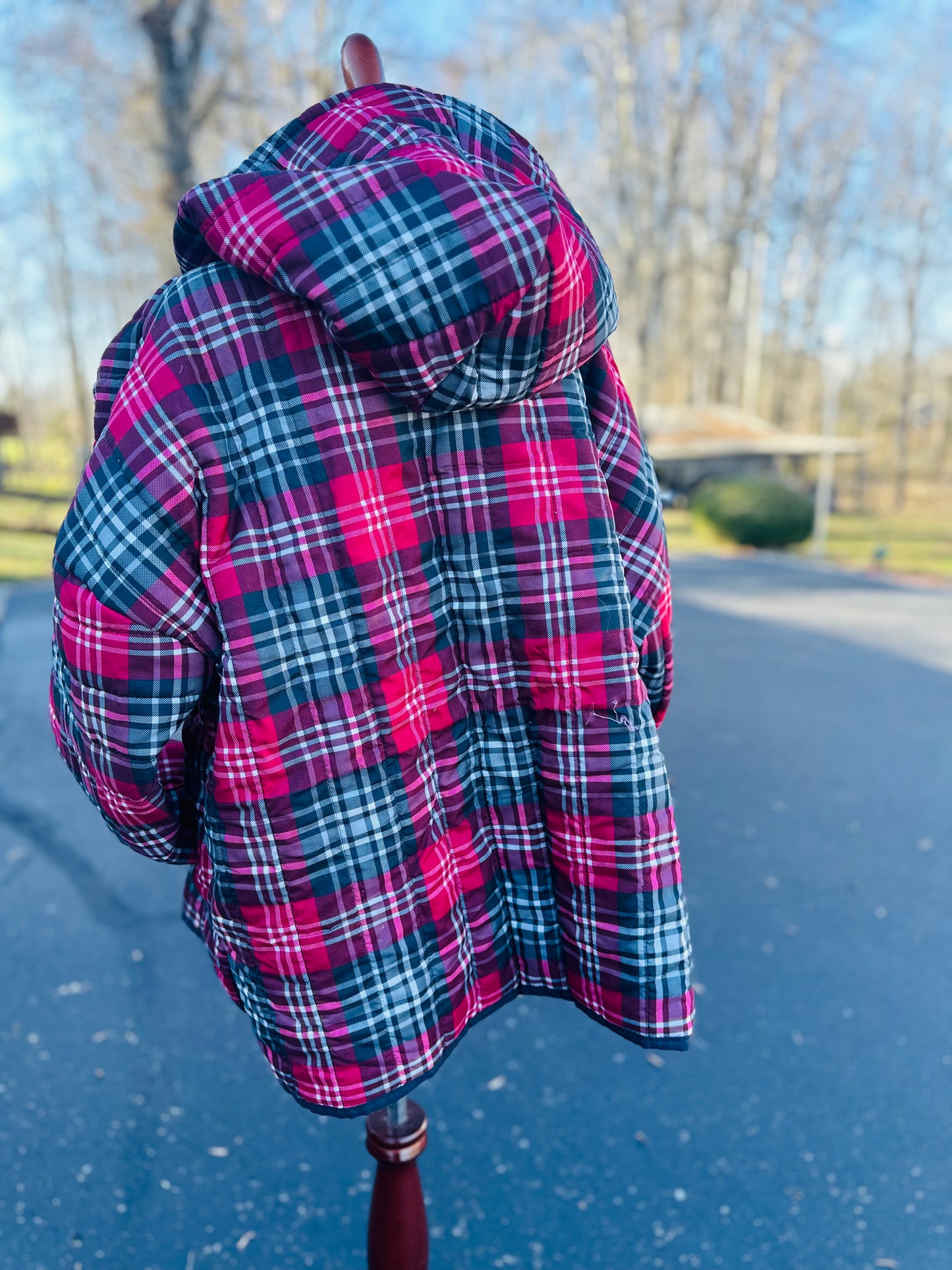 Handmade Hoodie - Oversized XL Handmade Women’s Sweatshirt - Upcycled Plaid Comforter Hoodie