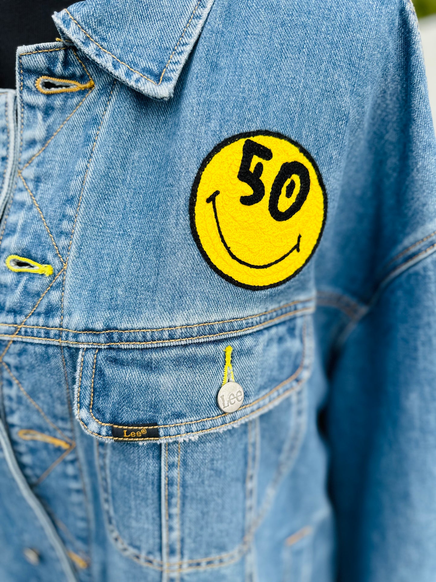 Vintage Vibes XXL Denim Jacket – “Take the Time to Smile!”