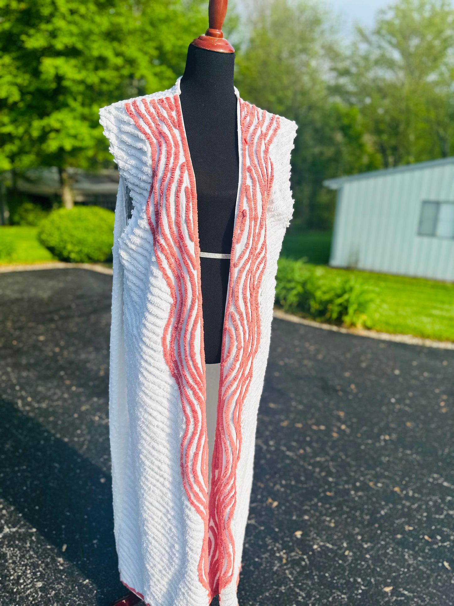 Patchwork Prairie Duster – Upcycled Vintage Chenille & Quilt Vest – One of a Kind, Large/XL