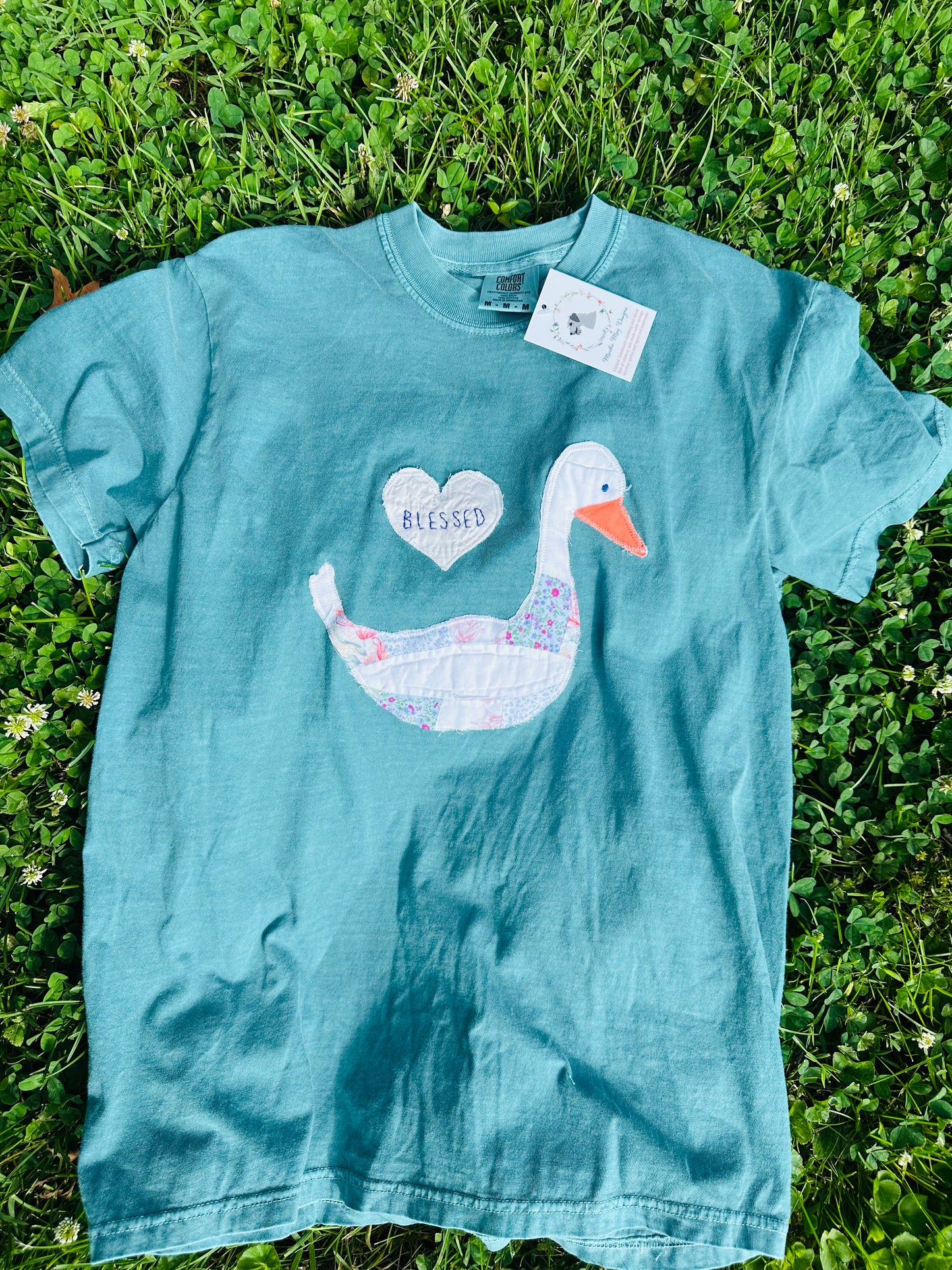 Blessed Goose Handmade Quilt Appliqué Comfort Colors Tee