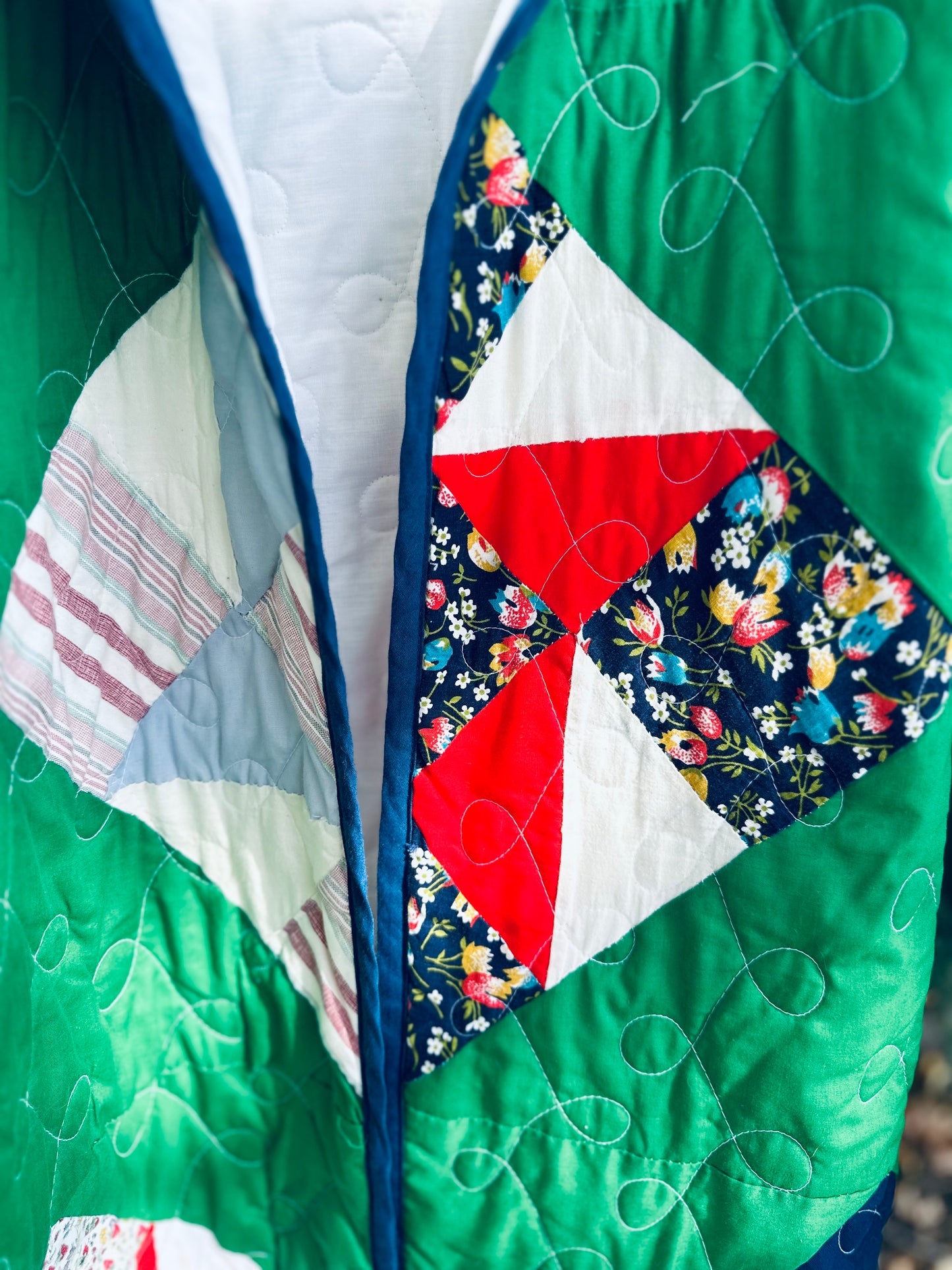 Vintage Handpieced Quilt Coat with Hood | Unique Upcycled Fashion | Bohemian Style Outerwear