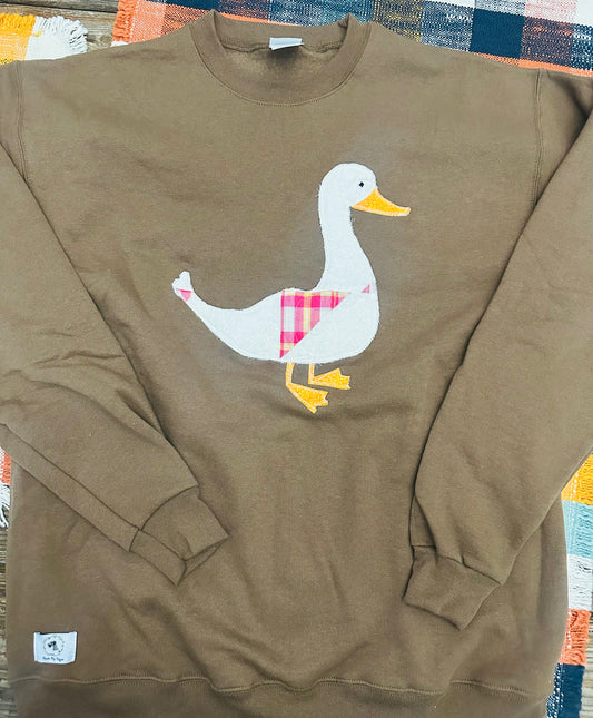 Quilt Duck Sweatshirt Brown