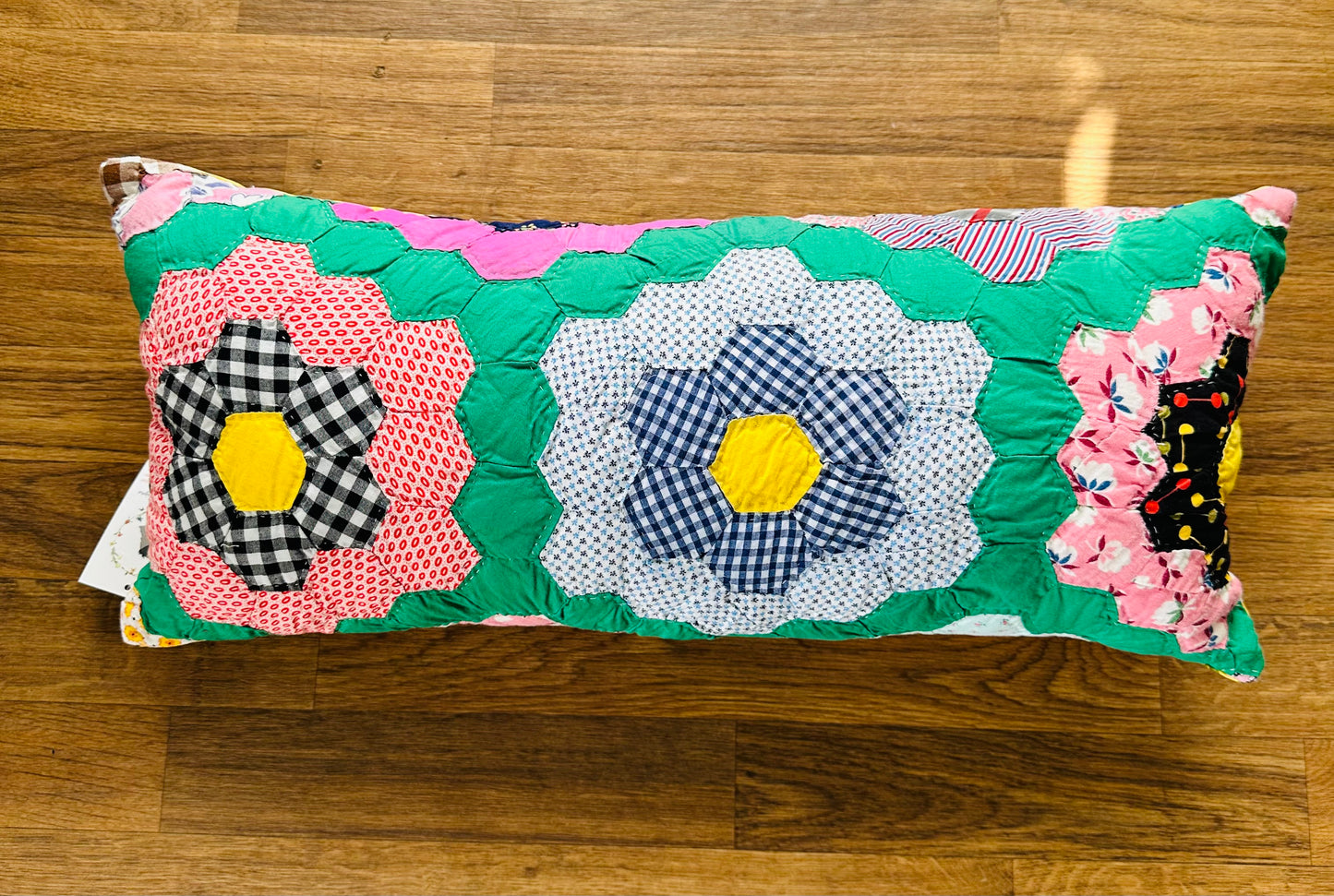 Grandmother’s Flower Garden Quilt Pillow | 12” x 20”