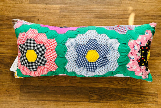 Grandmother’s Flower Garden Quilt Pillow | 12” x 20”