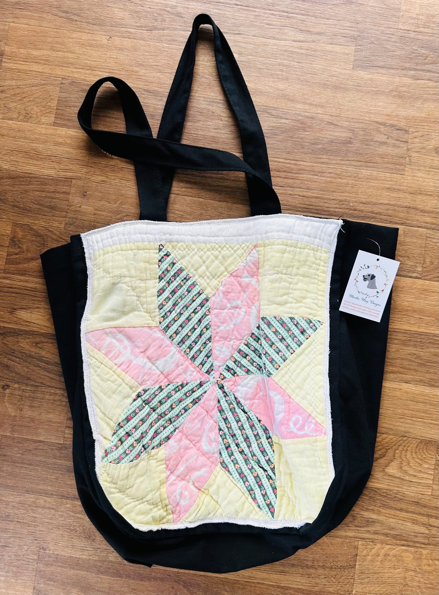 Vintage Quilt Block Market Tote