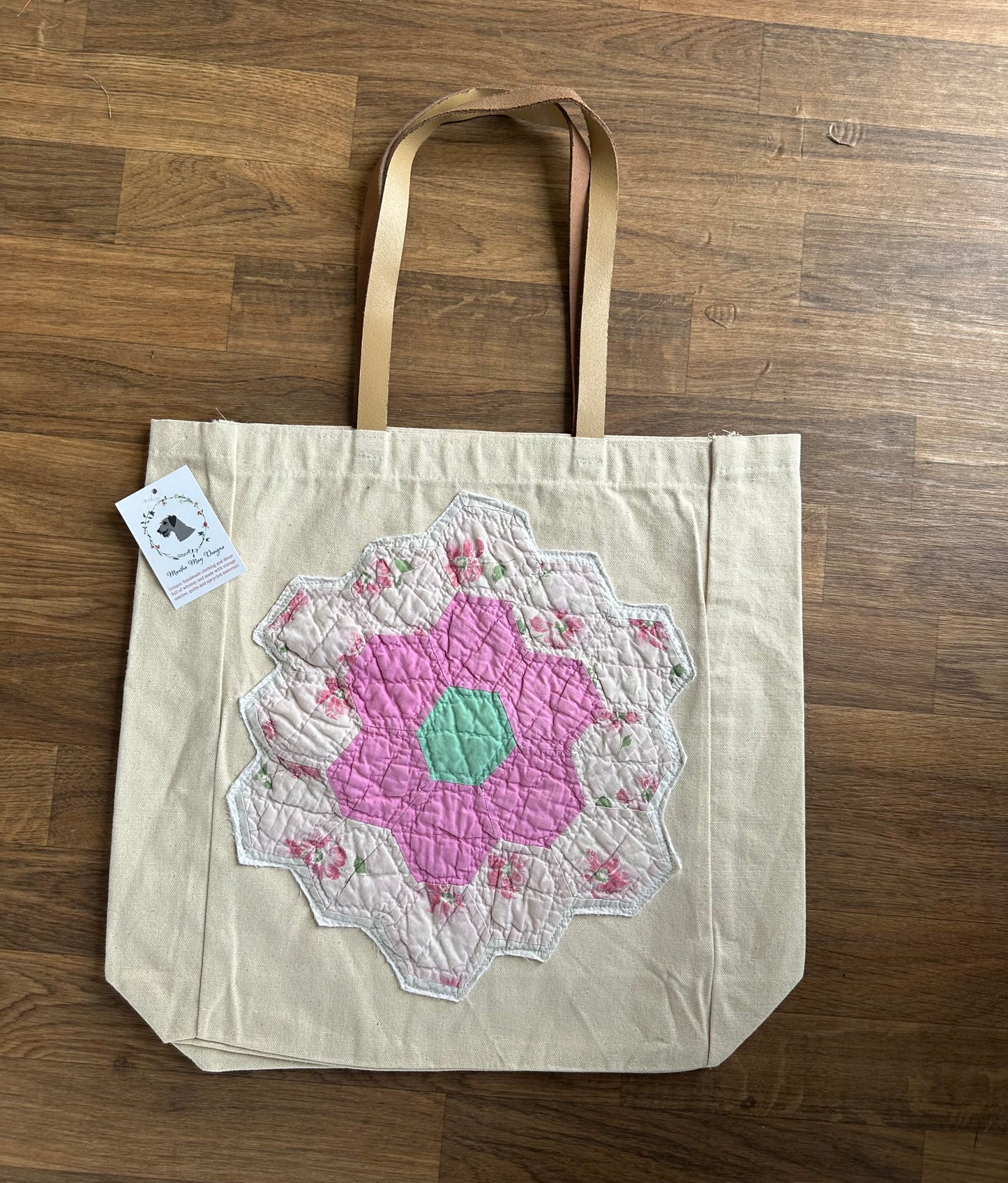 Vintage Quilt Flower Market Tote
