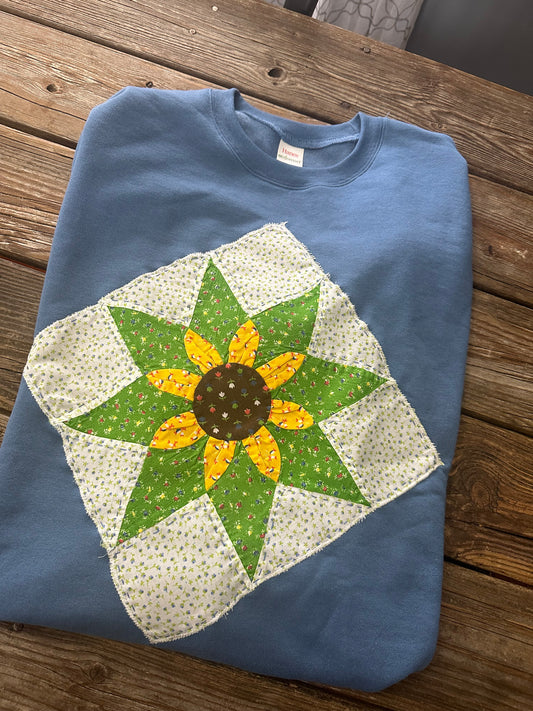 Sunflower Quilt Square Sweatshirt - XL