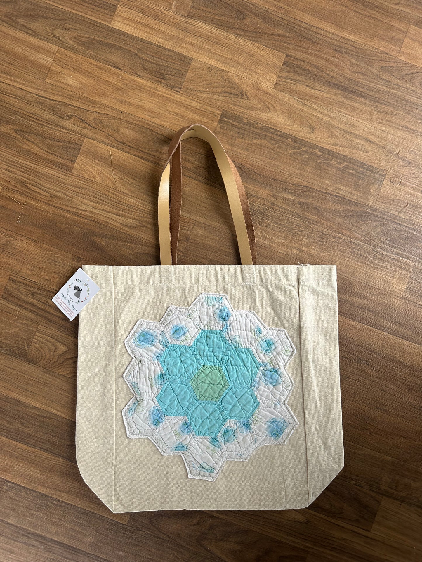 Vintage Quilt Flower Market Tote