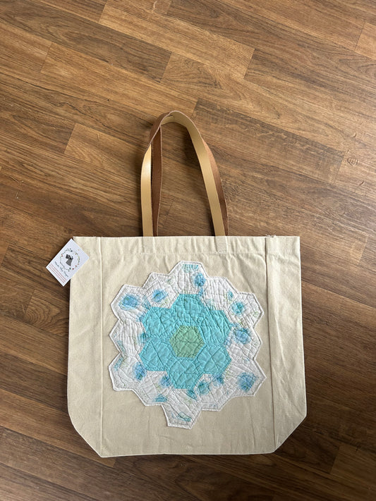 Vintage Quilt Flower Market Tote