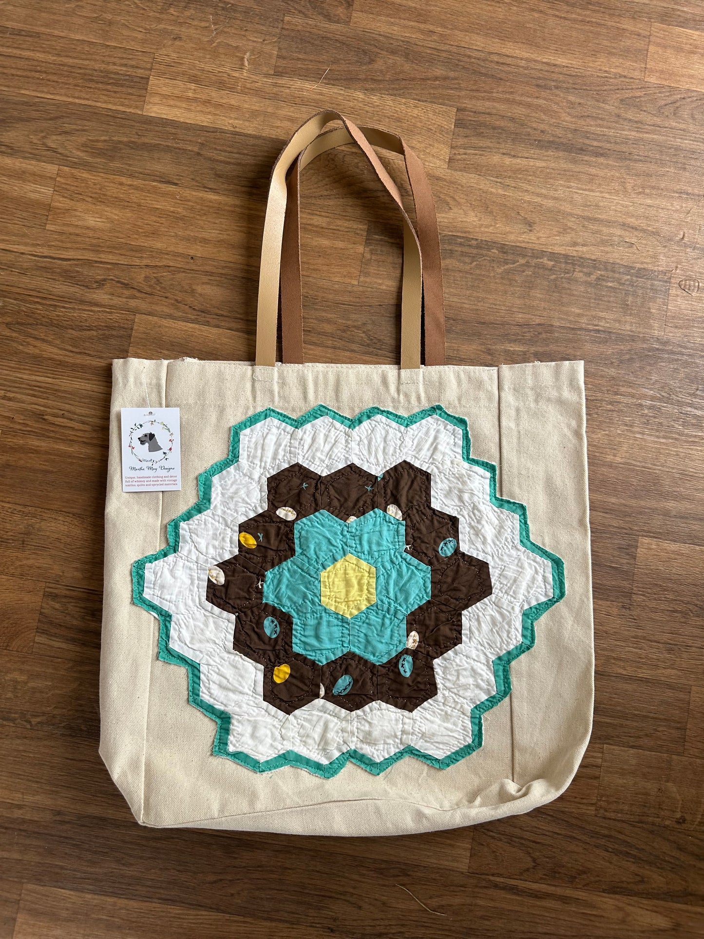 Vintage Quilt Flower Market Tote