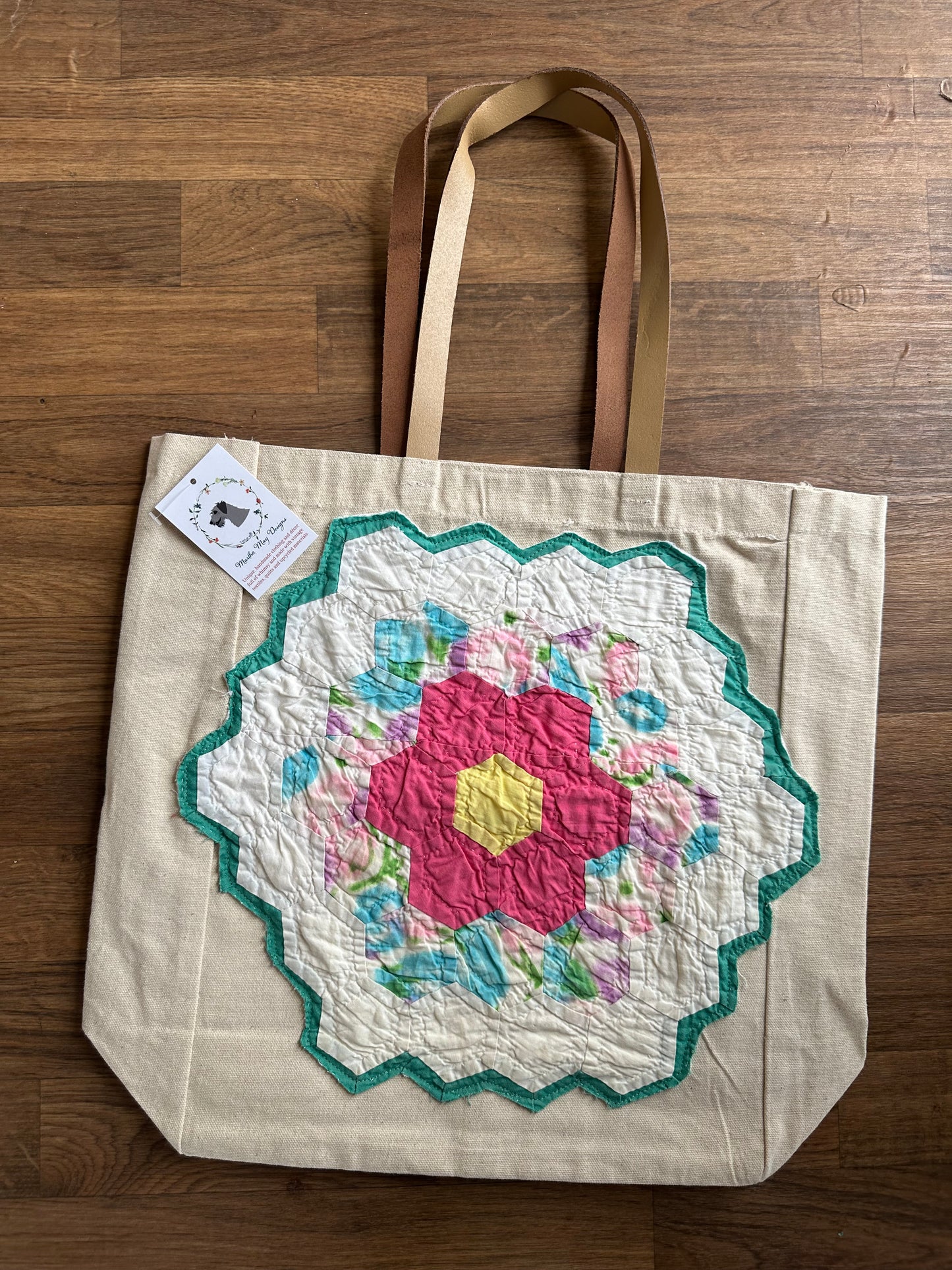 Vintage Quilt Flower Market Tote