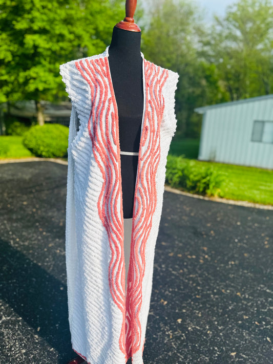 Patchwork Prairie Duster – Upcycled Vintage Chenille & Quilt Vest – One of a Kind, Large/XL