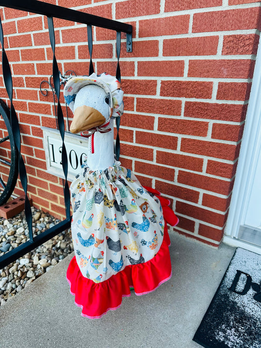 Porch Goose Outfit - Farmhouse Chicken with Matching Bonnet