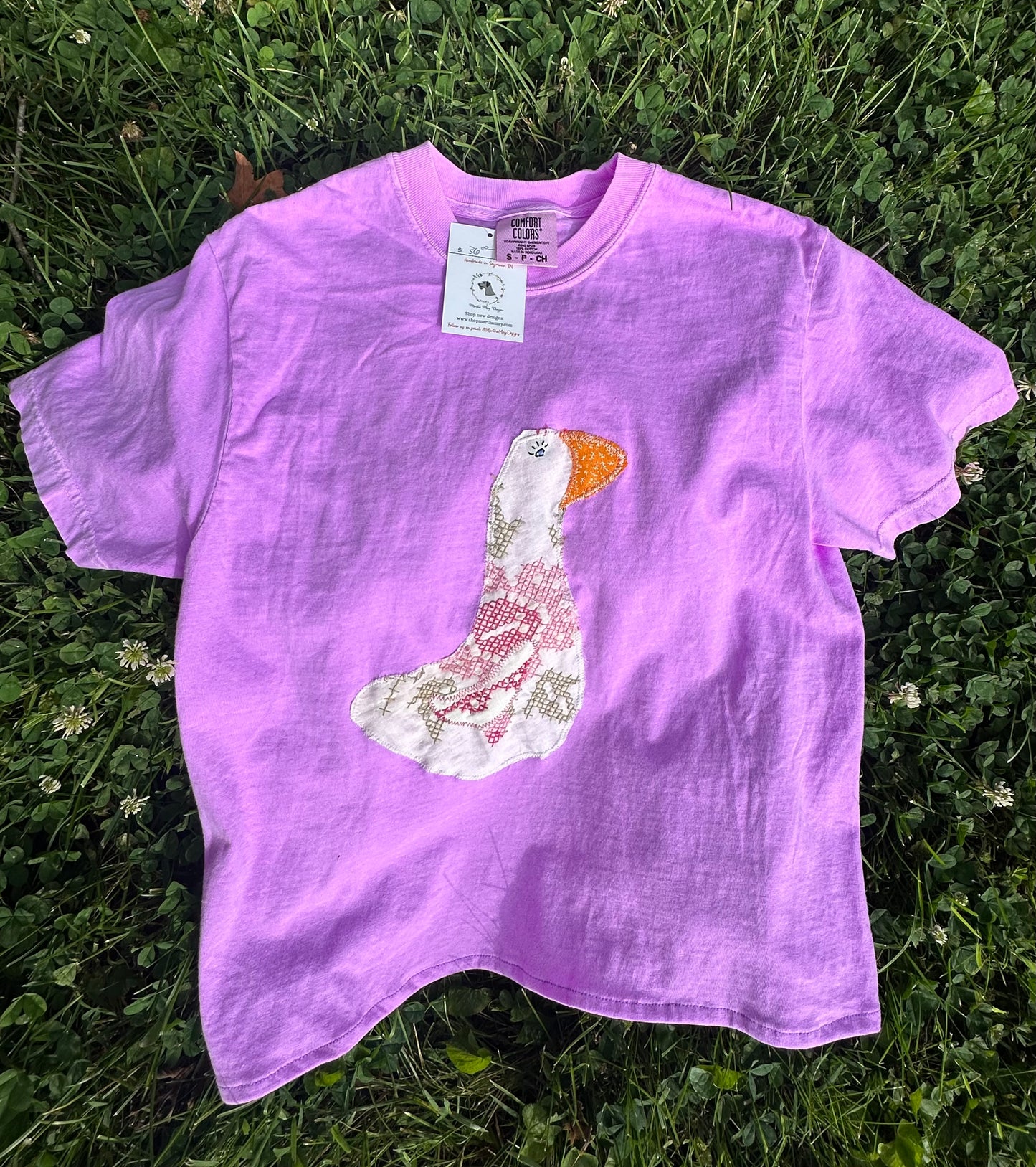Cross-Stitched Goose Cropped Boxy Tee