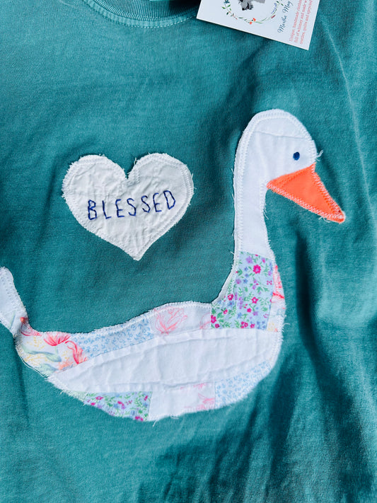 Blessed Goose Handmade Quilt Appliqué Comfort Colors Tee