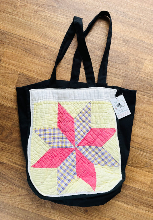 Vintage Quilt Block Market Tote