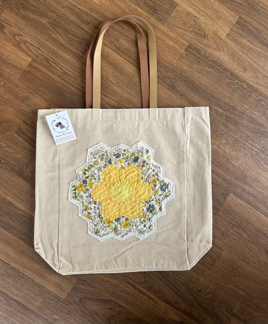 Vintage Quilt Flower Market Tote