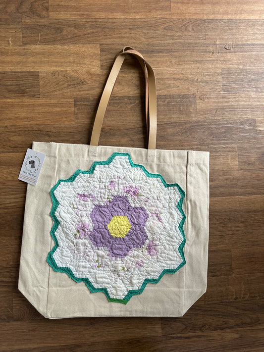Vintage Quilt Flower Market Tote