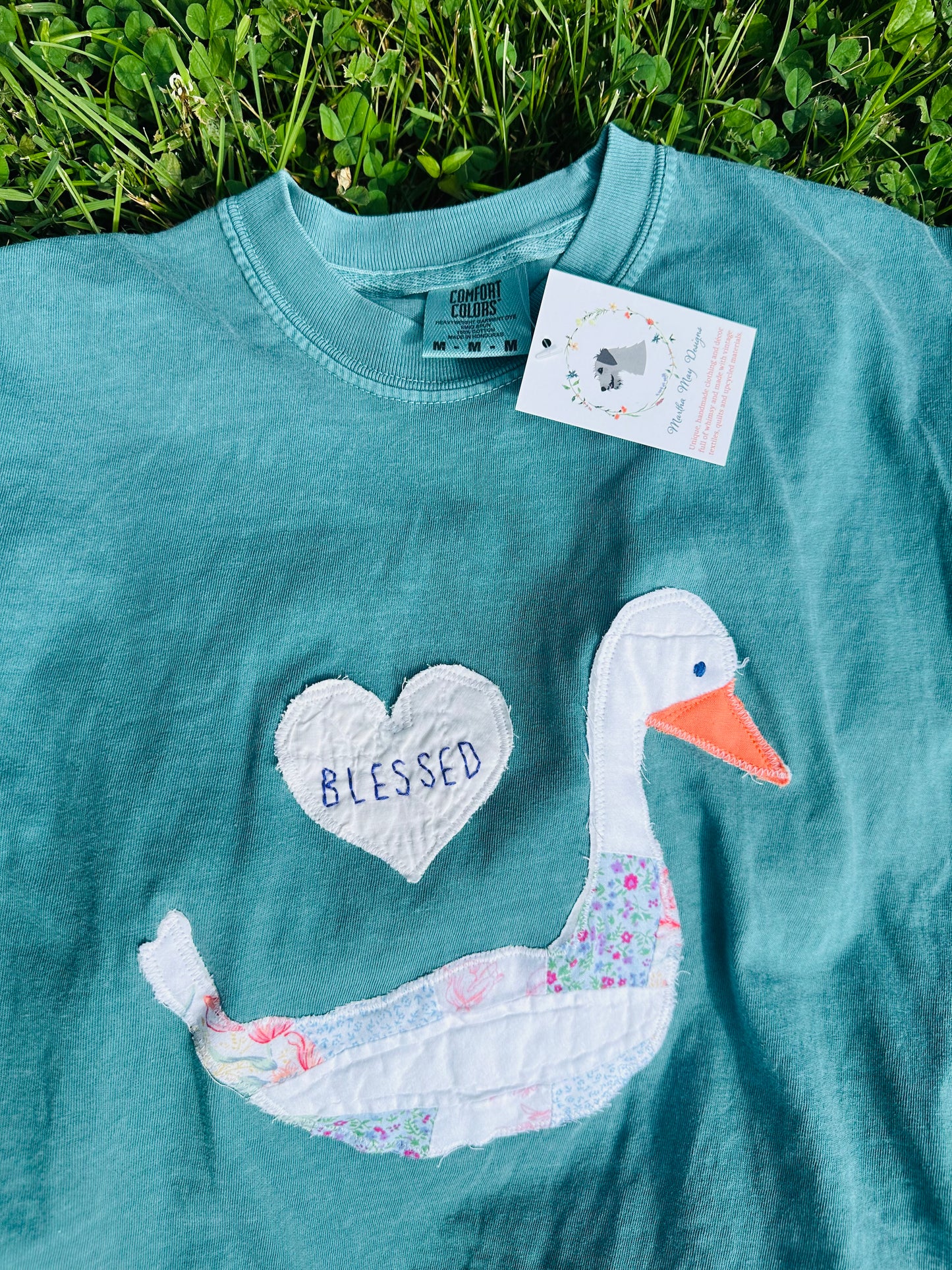 Blessed Goose Handmade Quilt Appliqué Comfort Colors Tee