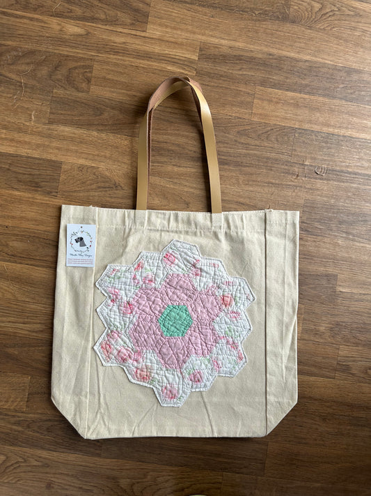 Vintage Quilt Flower Market Tote