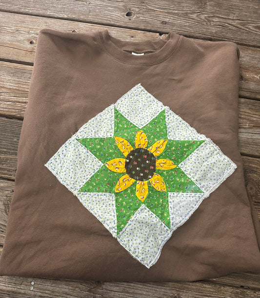 Sunflower Quilt Square Sweatshirt - Made To Order