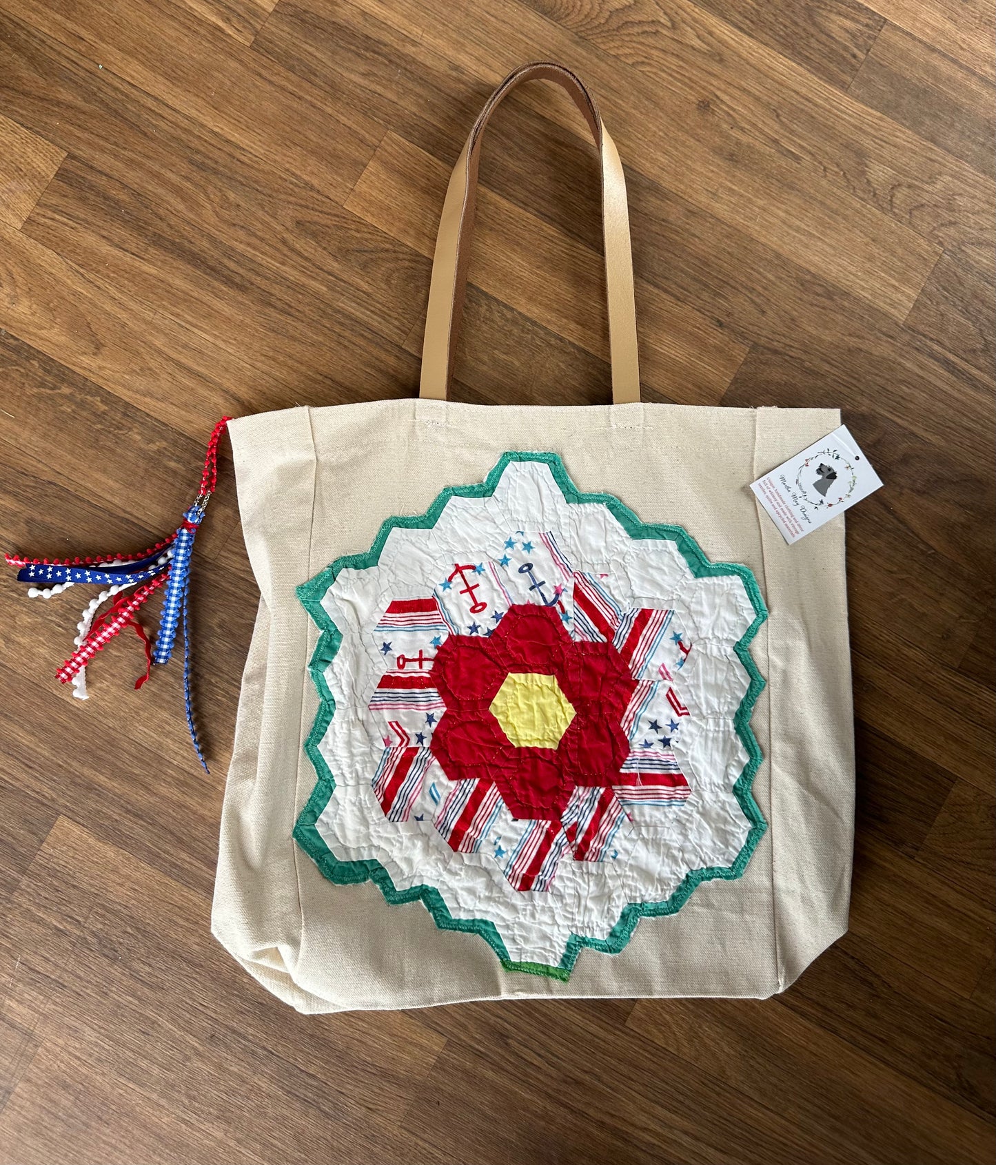Vintage Quilt Flower Market Tote