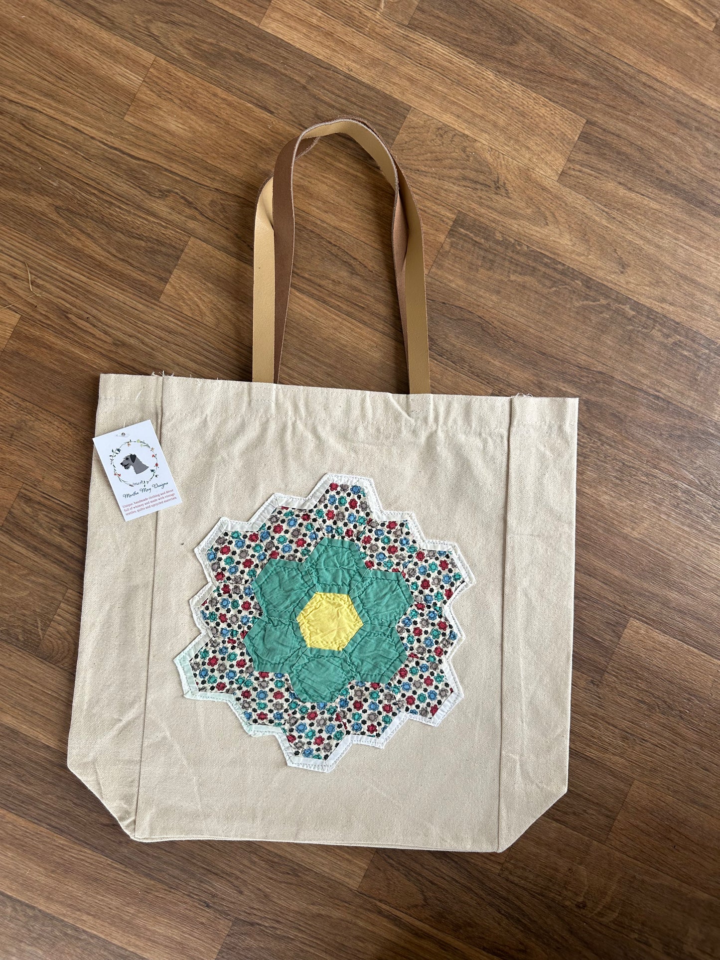 Vintage Quilt Flower Market Tote
