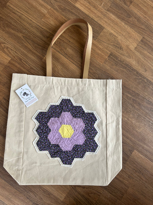 Vintage Quilt Flower Market Tote